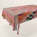 Geometric Tribal Guardian Abstract Textile Art Tablecloth Gallery Image 1