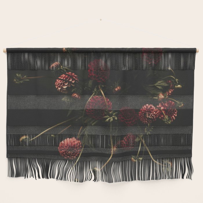 Flower Photography - Red Flowers - Dahlias - Elegant Dark Dramatic Floral print Wall Hanging Gallery Image 1