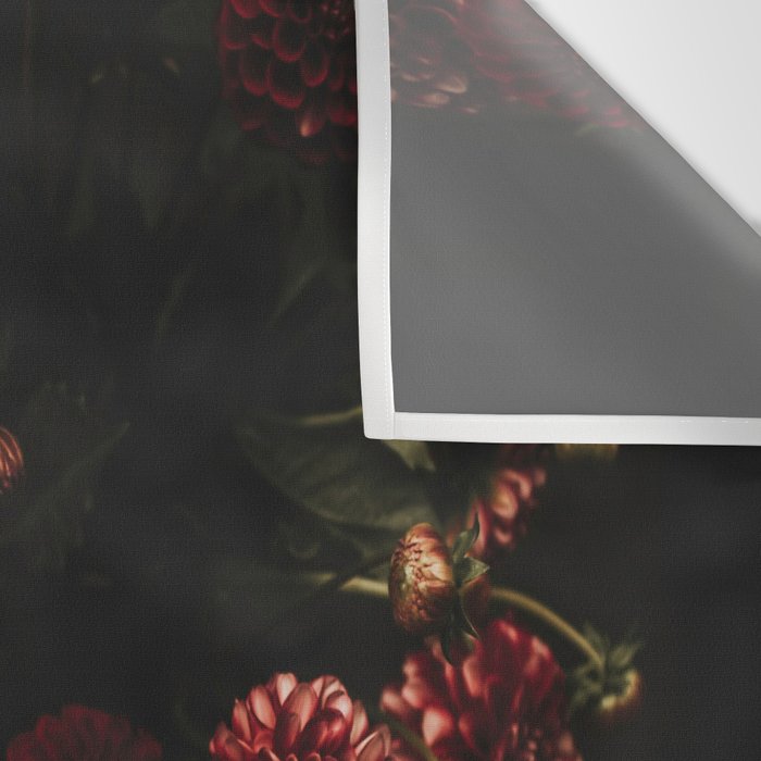 Flower Photography - Red Flowers - Dahlias - Elegant Dark Dramatic Floral print Wall Tapestry Gallery Image 3