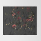 Flower Photography - Red Flowers - Dahlias - Elegant Dark Dramatic Floral print Throw Blanket Gallery Image 2