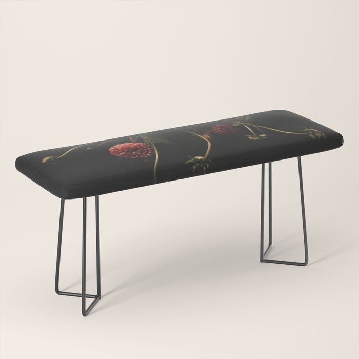 Flower Photography - Red Flowers - Dahlias - Elegant Dark Dramatic Floral print Bench Gallery Image 1