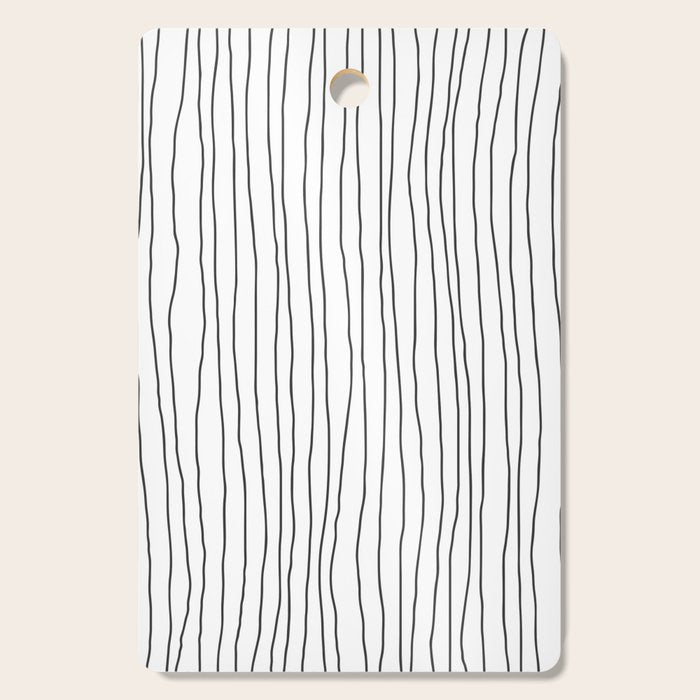 Hand Drawn Lines Vertical White Dark Gray Cutting Board Gallery Image 1