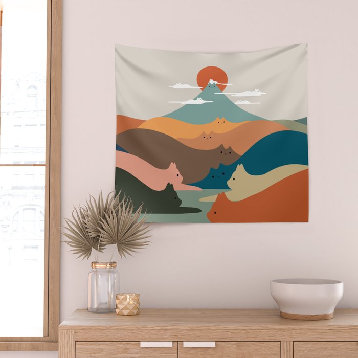 Cat Landscape 132 Wall Tapestry Gallery Image 2