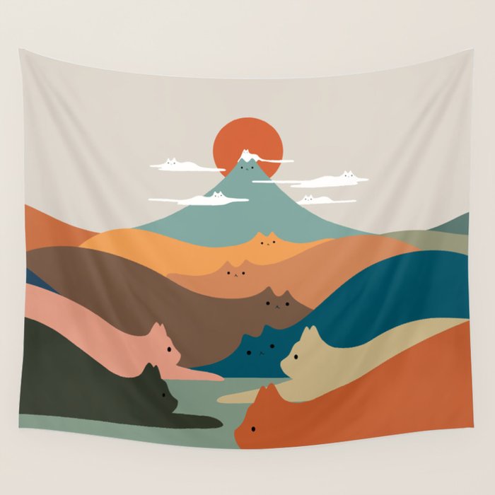 Cat Landscape 132 Wall Tapestry Gallery Image 1