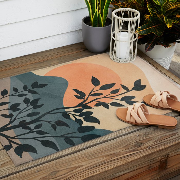 Orange Rising Sun Outdoor Rug Gallery Image 2