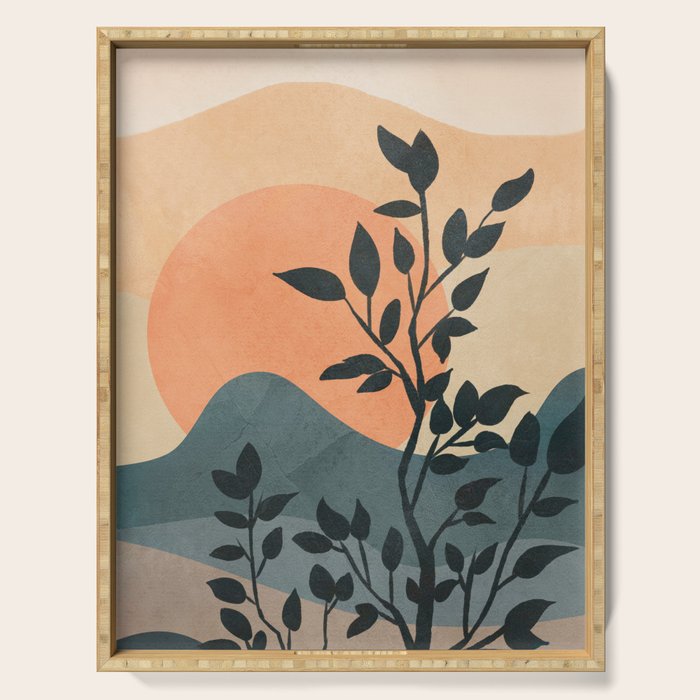 Orange Rising Sun Serving Tray Gallery Image 1