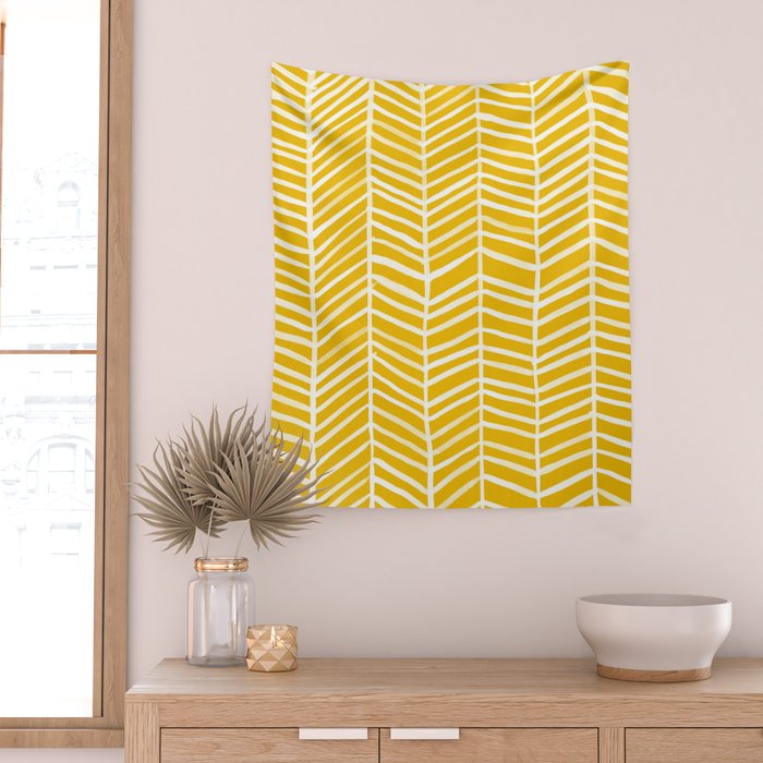 Herringbone - Yellow Palette Wall Tapestry Gallery Image 2