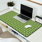 Art Nouveau Pattern 2 Cream Yellow Ochre Sage Green On Dark Blue Desk Mat Gallery Image 2