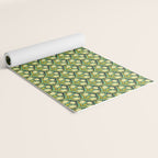 Art Nouveau Pattern 2 Cream Yellow Ochre Sage Green On Dark Blue Yoga Mat Gallery Image 2