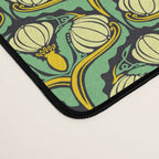 Art Nouveau Pattern 2 Cream Yellow Ochre Sage Green On Dark Blue Desk Mat Gallery Image 4
