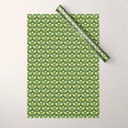 Art Nouveau Pattern 2 Cream Yellow Ochre Sage Green On Dark Blue Wrapping Paper Gallery Image 1