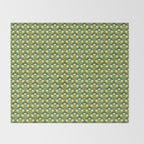 Art Nouveau Pattern 2 Cream Yellow Ochre Sage Green On Dark Blue Throw Blanket Gallery Image 2