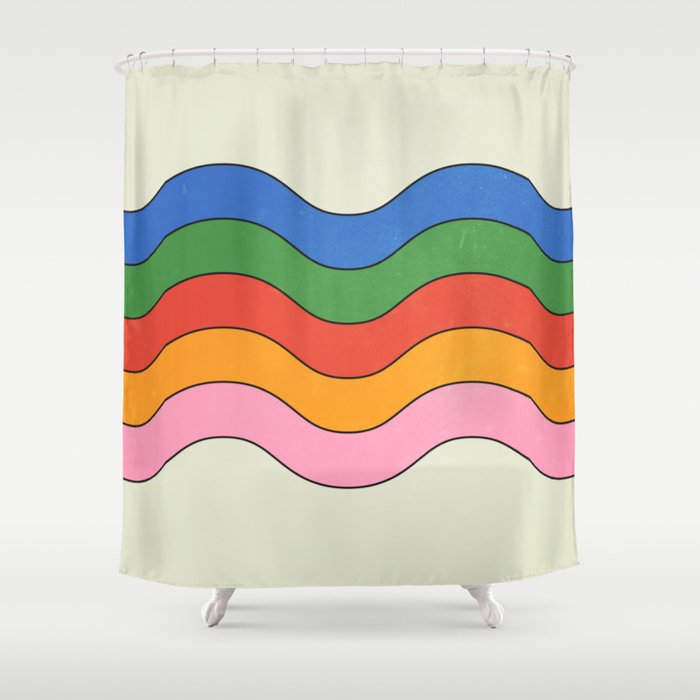 Retro Candy Waves Shower Curtain Gallery Image 1
