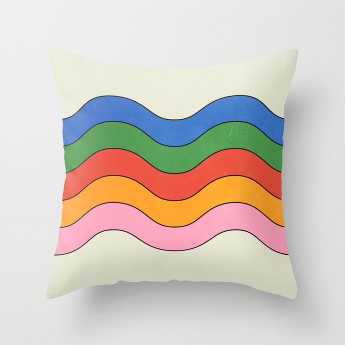 Retro Candy Waves Throw Pillow Gallery Image 6