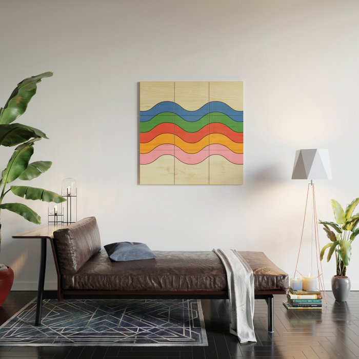 Retro Candy Waves Wood Wall Art Gallery Image 2