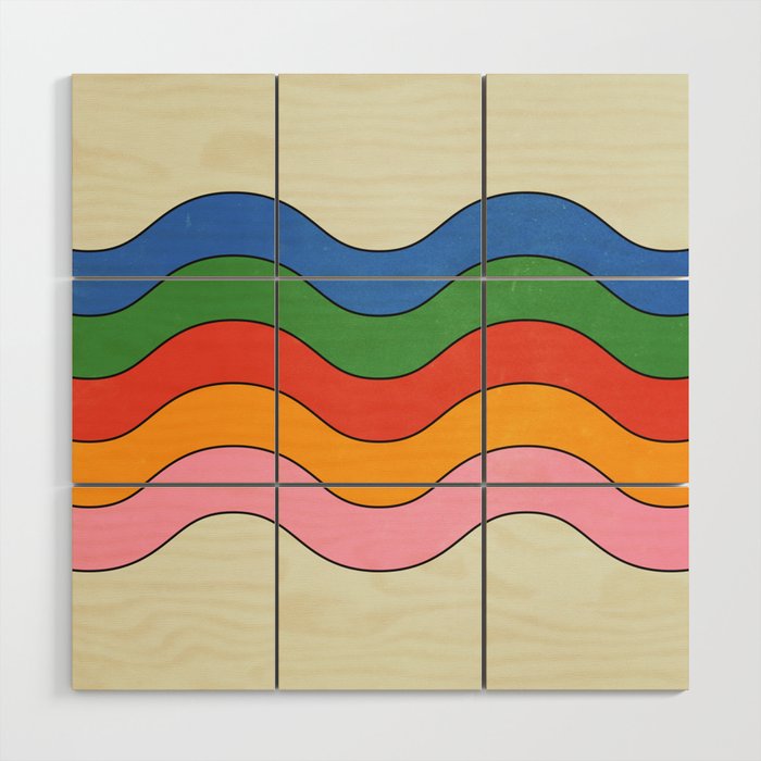 Retro Candy Waves Wood Wall Art Gallery Image 1