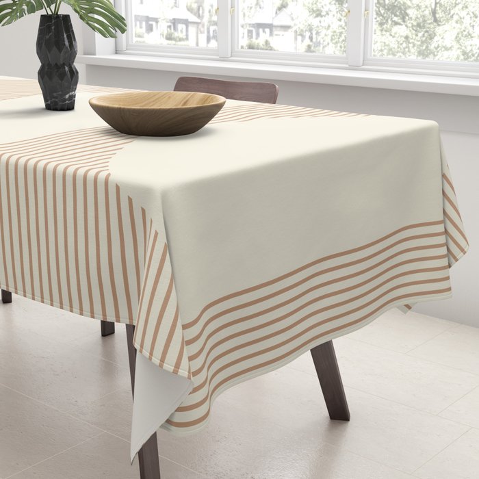 Geometric lines in Shades of Coffee and Latte 4 (Sunrise and Sunset) Tablecloth Gallery Image 3