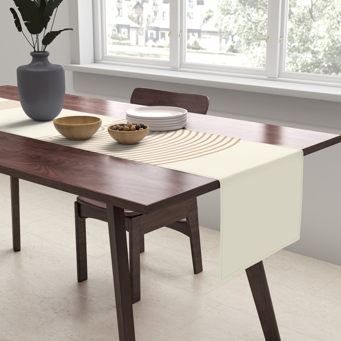 Geometric lines in Shades of Coffee and Latte 4 (Sunrise and Sunset) Table Runner Gallery Image 2
