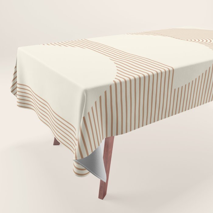 Geometric lines in Shades of Coffee and Latte 4 (Sunrise and Sunset) Tablecloth Gallery Image 1