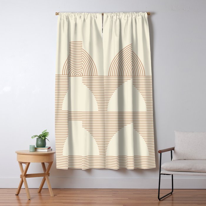 Geometric lines in Shades of Coffee and Latte 4 (Sunrise and Sunset) Window Curtain Gallery Image 1
