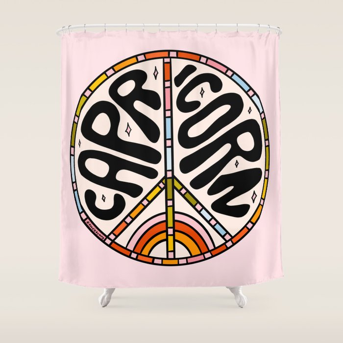 Capricorn Peace Sign Shower Curtain Gallery Image 1