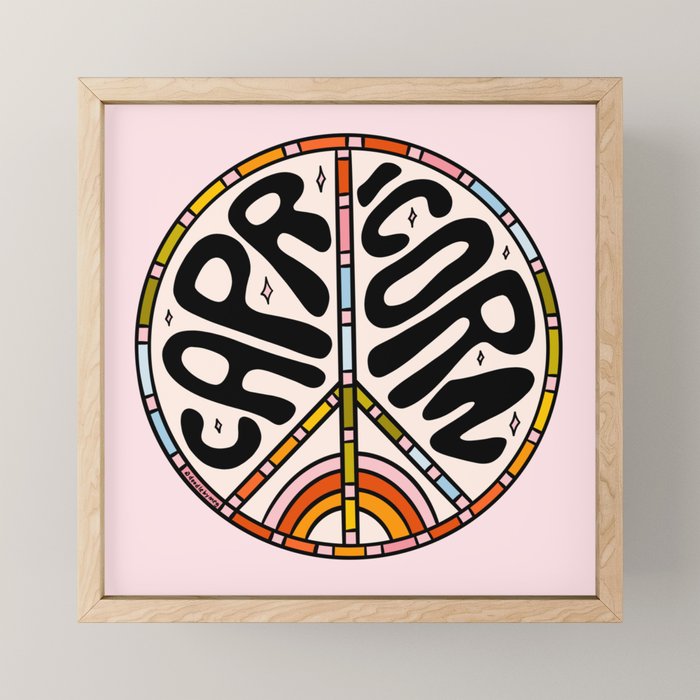 Capricorn Peace Sign Mini Art Print Gallery Image 1