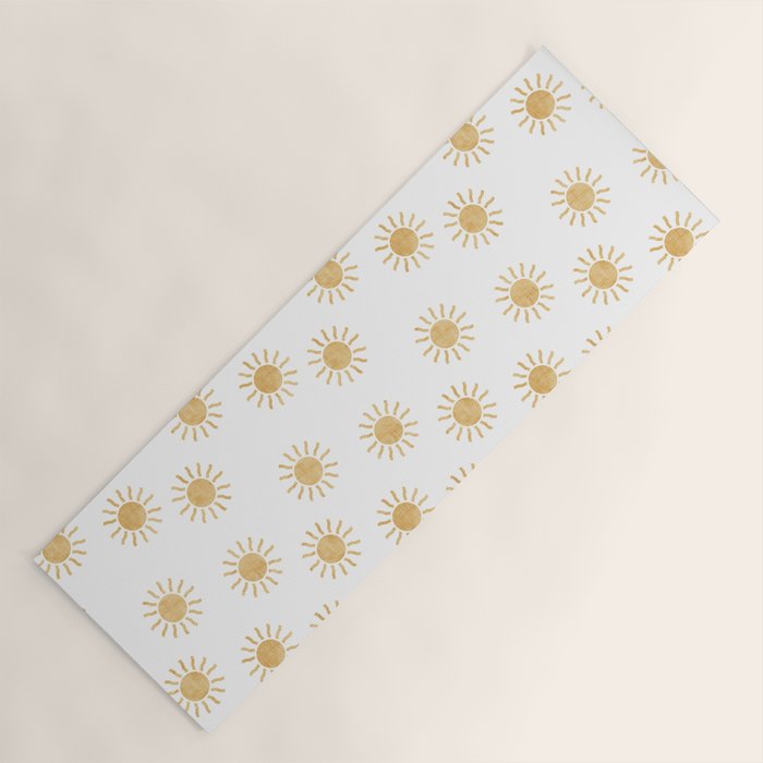 Suns  - golden on white Yoga Mat Gallery Image 1