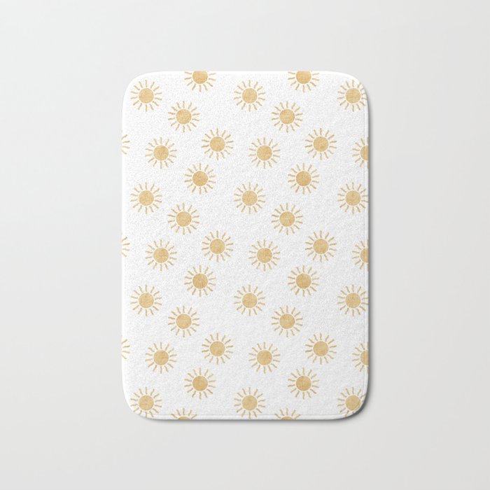 Suns  - golden on white Bath Mat Gallery Image 1