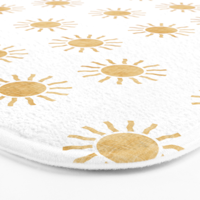 Suns  - golden on white Bath Mat Gallery Image 3