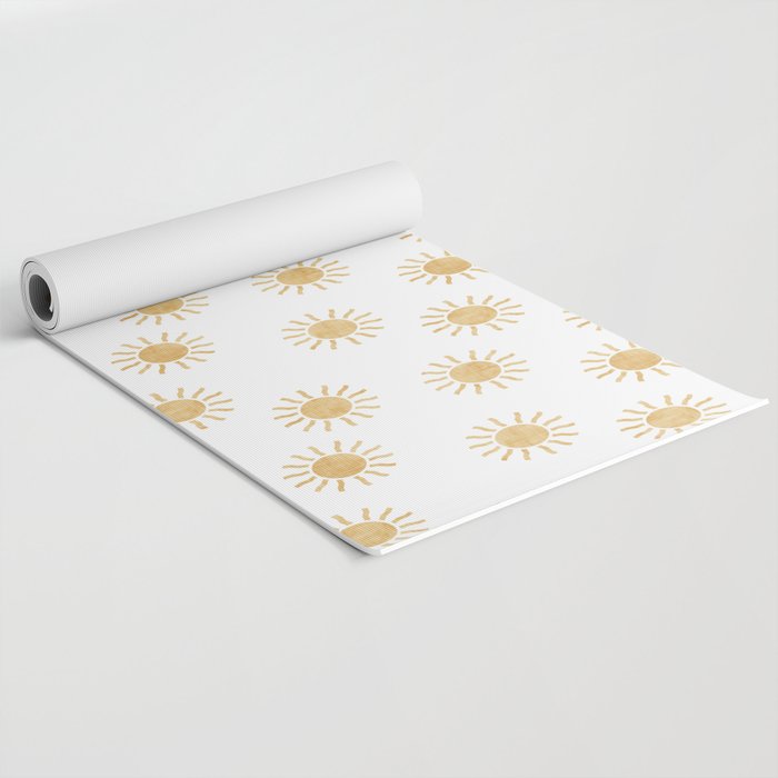 Suns  - golden on white Yoga Mat Gallery Image 2
