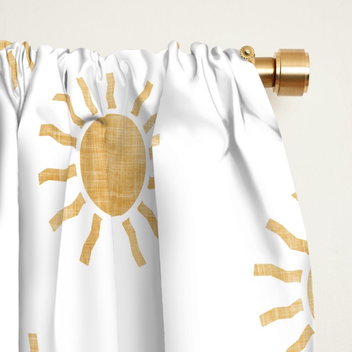 Suns  - golden on white Window Curtain Gallery Image 2