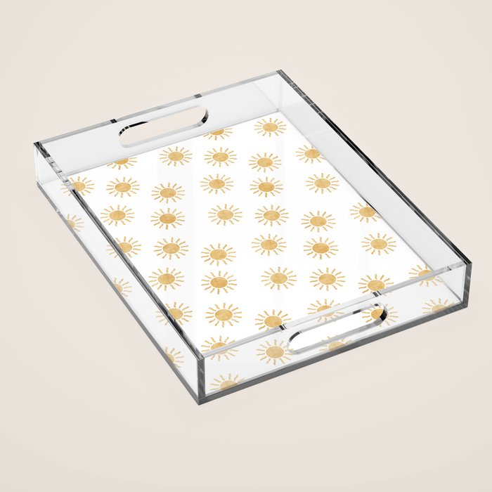 Suns  - golden on white Acrylic Tray Gallery Image 1