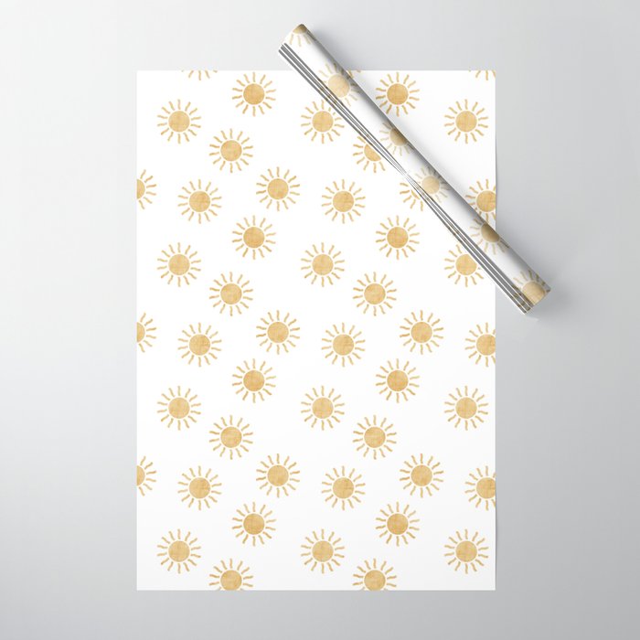 Suns  - golden on white Wrapping Paper Gallery Image 1