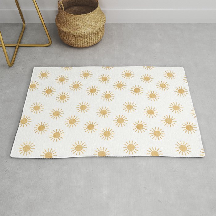 Suns  - golden on white Rug Gallery Image 1