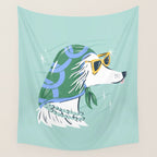Chic Afghan Hound Dog Illustration Wall Tapestry Gallery Image 4