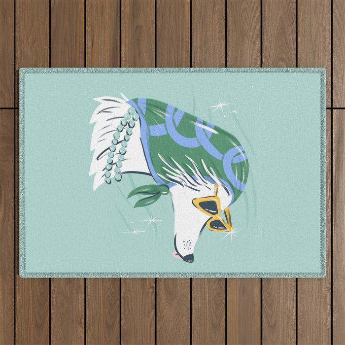 Chic Afghan Hound Dog Illustration Outdoor Rug Gallery Image 1