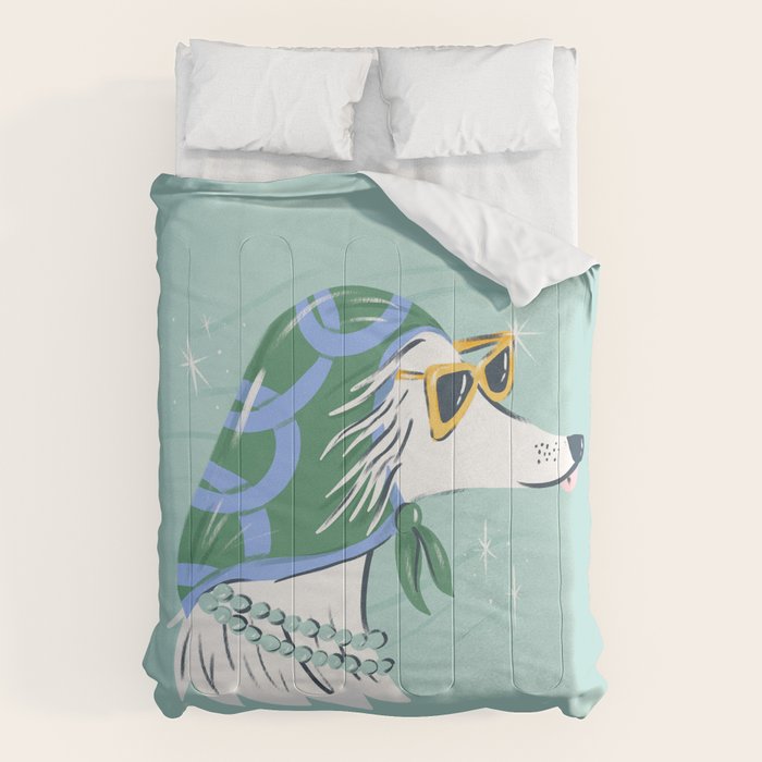 Chic Afghan Hound Dog Illustration Comforter Gallery Image 6