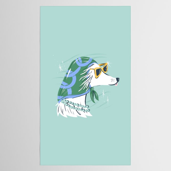 Chic Afghan Hound Dog Illustration Tablecloth Gallery Image 2