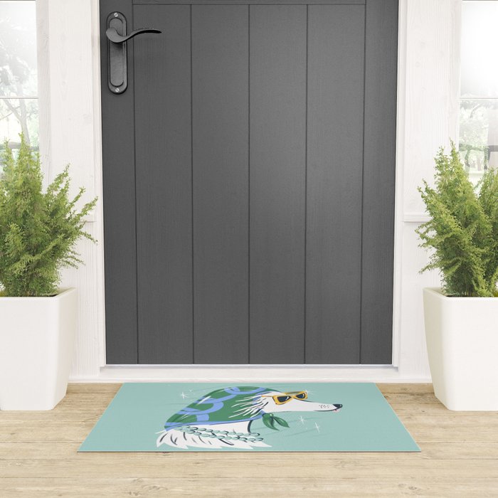 Chic Afghan Hound Dog Illustration Welcome Mat Gallery Image 3