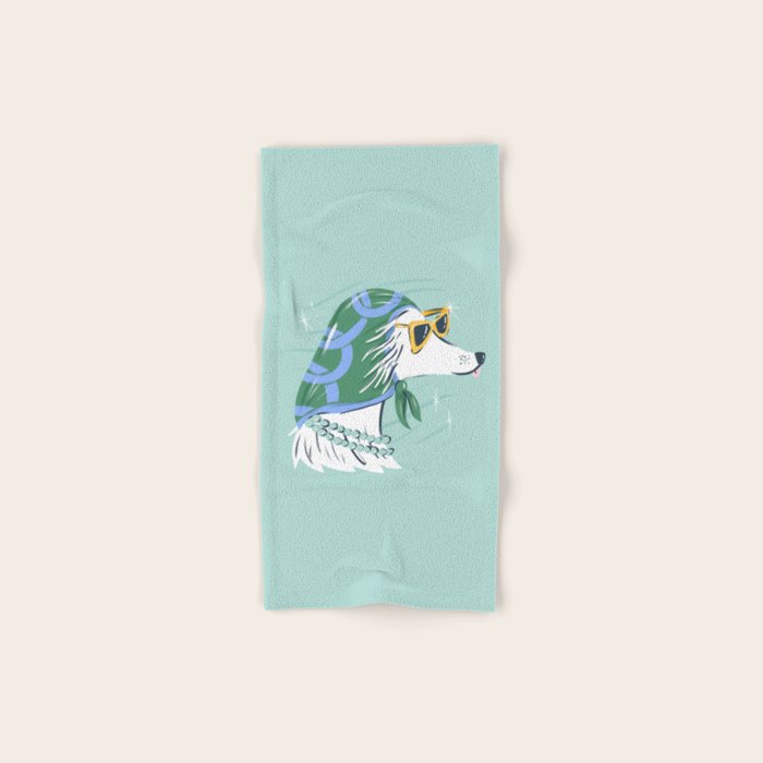 Chic Afghan Hound Dog Illustration Bath Towel Gallery Image 1