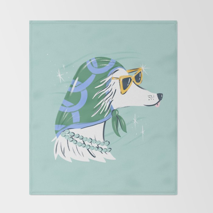 Chic Afghan Hound Dog Illustration Throw Blanket Gallery Image 2