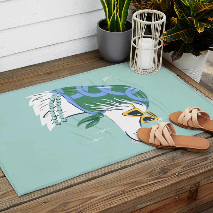 Chic Afghan Hound Dog Illustration Outdoor Rug Gallery Image 2