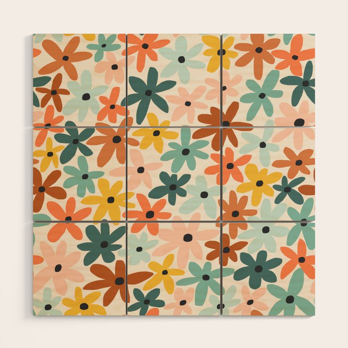 Joyful Flowers - earthy Wood Wall Art Gallery Image 1