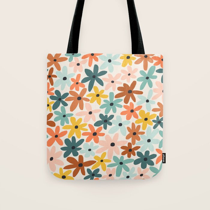 Joyful Flowers - earthy Tote Bag Gallery Image 1