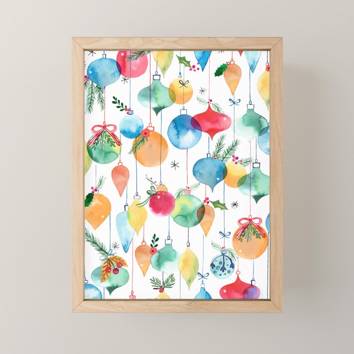 Holiday 2025 Christmas Colorful Baubles Mini Art Print Gallery Image 1