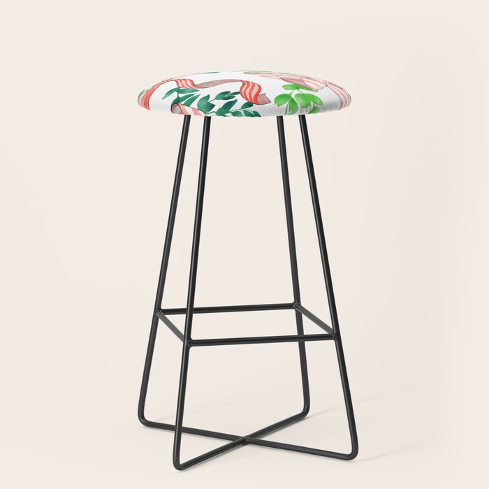 Whimsical Cheerful Bows Plants II Stool Gallery Image 1