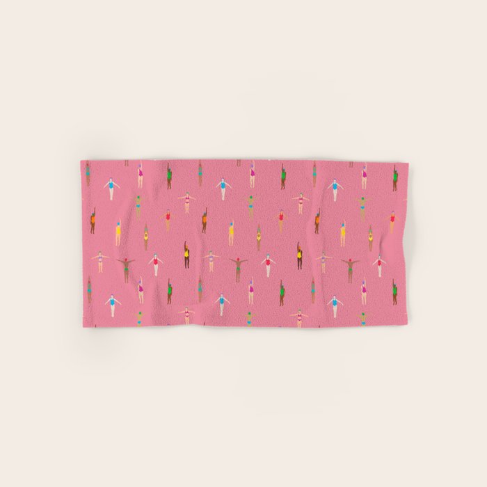 Swimmers in a Sea of Pink Bath Towel Gallery Image 1