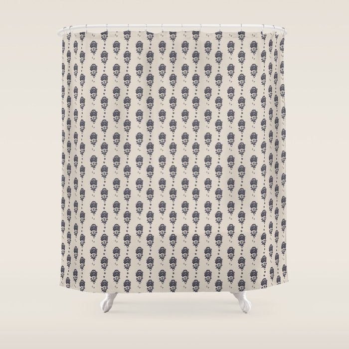 black floral block print Shower Curtain Gallery Image 1