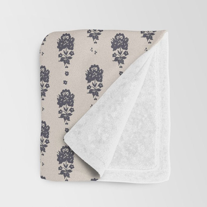 black floral block print Throw Blanket Gallery Image 3