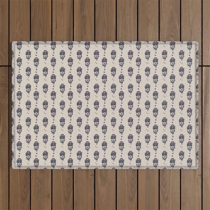 black floral block print Outdoor Rug Gallery Image 1